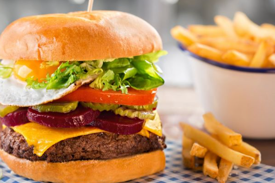 CHEESE AND FRIES EGGS BURGER